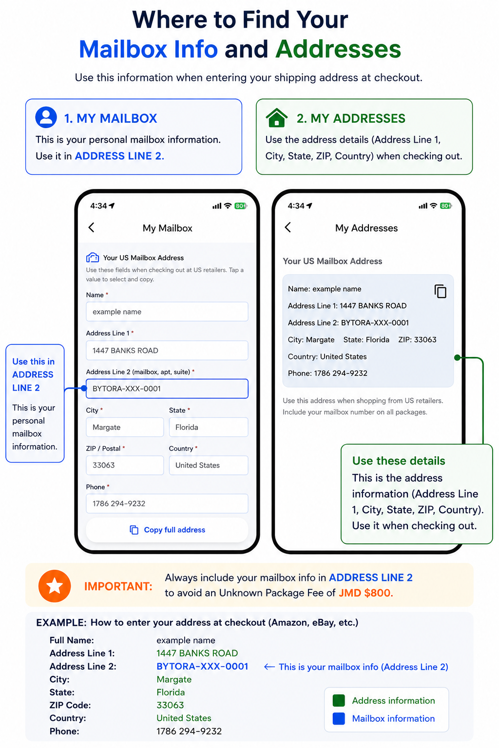 How to use My Mailbox and My Addresses when checking out